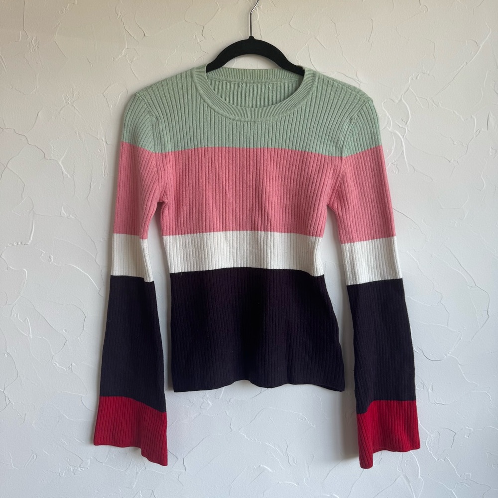 Luxury Ribbed Silk-Blend Colorblock Knit Sweater